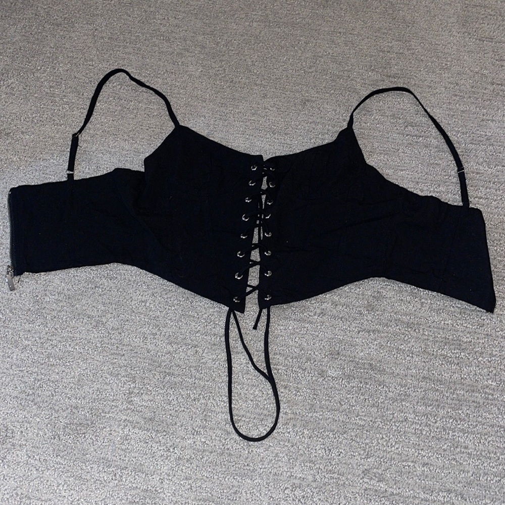 Black corset lace up top with zipper in the back